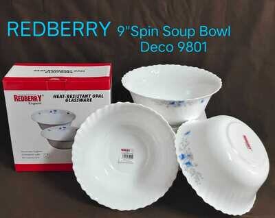 Serving bowls opal glass bowls 3pcs 9inches Redberry premium range #9801 spin bowl