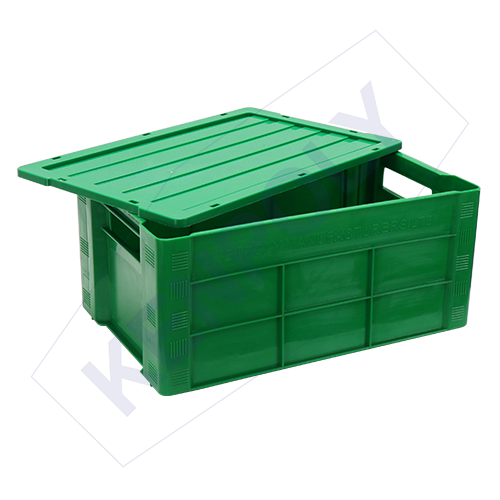Kenpoly Polystack Crate 500 with Lid - Blue/Green