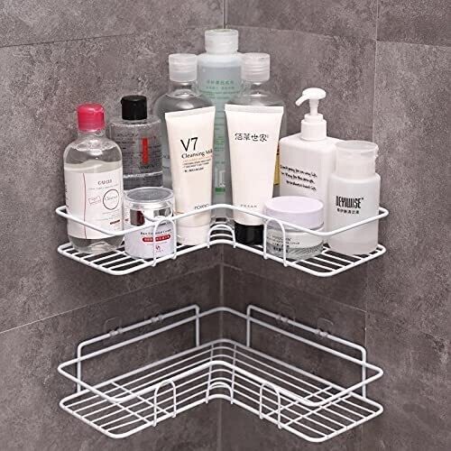 Metallic corner triangular bathroom organizer, Corner Shower Caddy