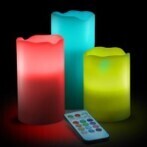 Led Remote Control Electronic Candle Set Of 3 Wax Look CA-13