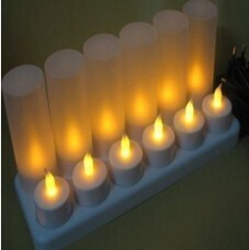 Led Candles Set Of 4 With Adaptor, Yellow With Long Frosted Tube For Each Light KL-LR04