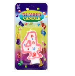 Decorated Numerical Birthday Candle On Blister Pack NUM-CANDLE-DE