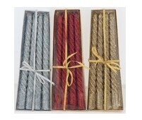 Gold Glittered 8'' Candles - 4Pcs/Pkt In Red/Gold/Silver Colours 1368
