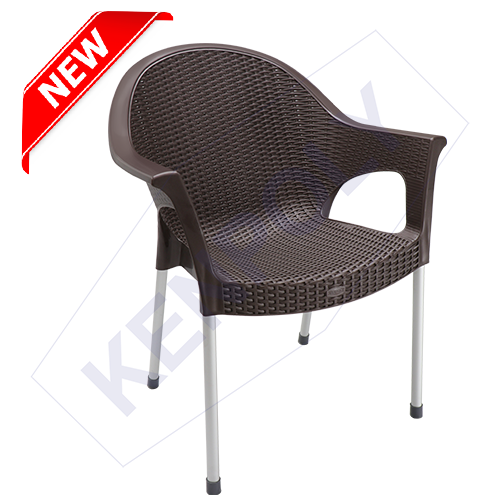 Kenpoly Plastic Chair 2042 with Aluminium Legs - Brown