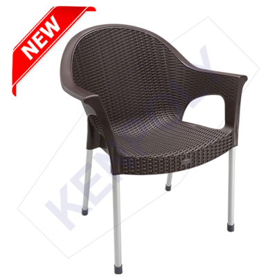 Kenpoly Plastic Chair 2042 with Aluminium Legs - Brown
