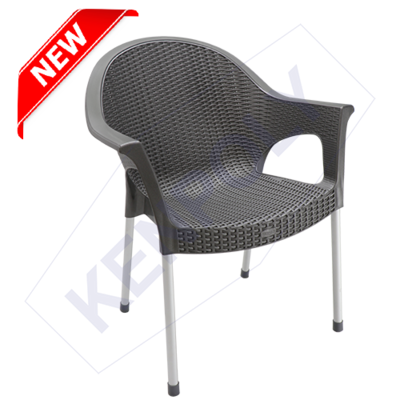 Kenpoly Plastic Chair 2042 with Aluminum Legs in Grey