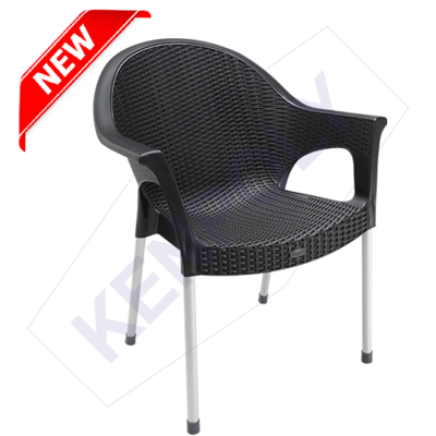 Kenpoly Plastic Chair 2042 with Plastic w/ Aluminum Legs in Black