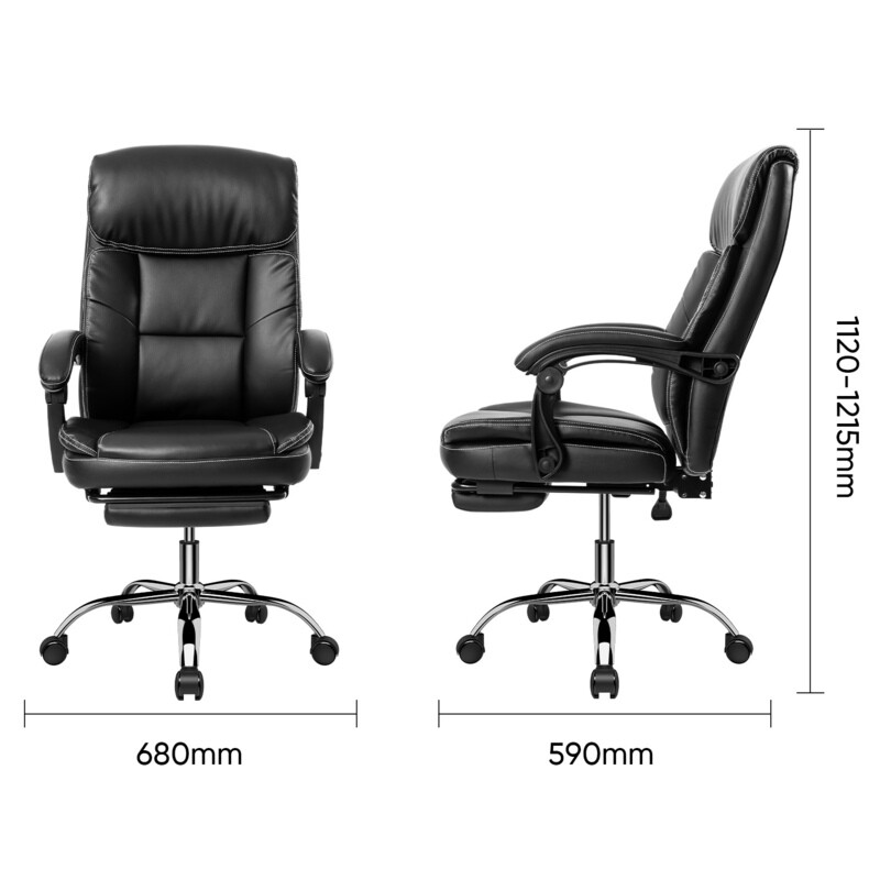 Deli E4525 Executive Highback Leather Chair with Footrest - Ergonomic Support