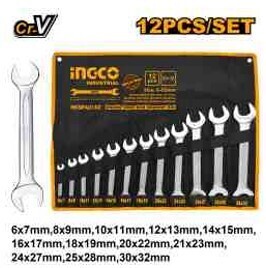 Ingco HKSPA2142 Double open end spanner set packed in canvas bag