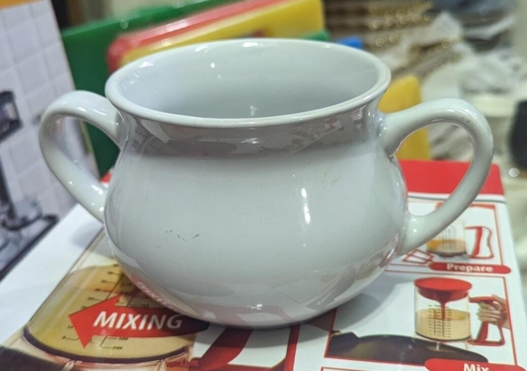 Ceramic pot mug with 2 handles