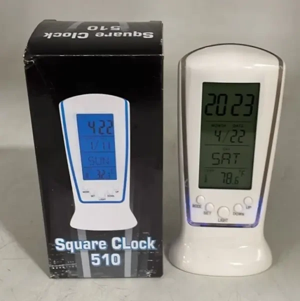 LED DIGITAL LUMINOUS ALARM CLOCK White (Size: 6.4*5.8*12.2cm), Day, M,Y, Temperature 510-CLOCK