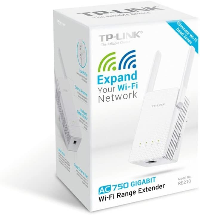 TP-Link AC750 Dual Band Wi-Fi Range Extender w/ Gigabit Ethernet Port (RE210),White