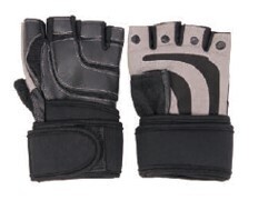 Weight Lifting Gloves, With Grip, Full Upto Wrist Wrapped With Velcro, Large In pair