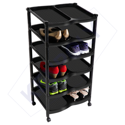 Kenpoly Shoe Rack Double 6 Stack (12 Pairs) with Wheels - L502x W380x H1056mm