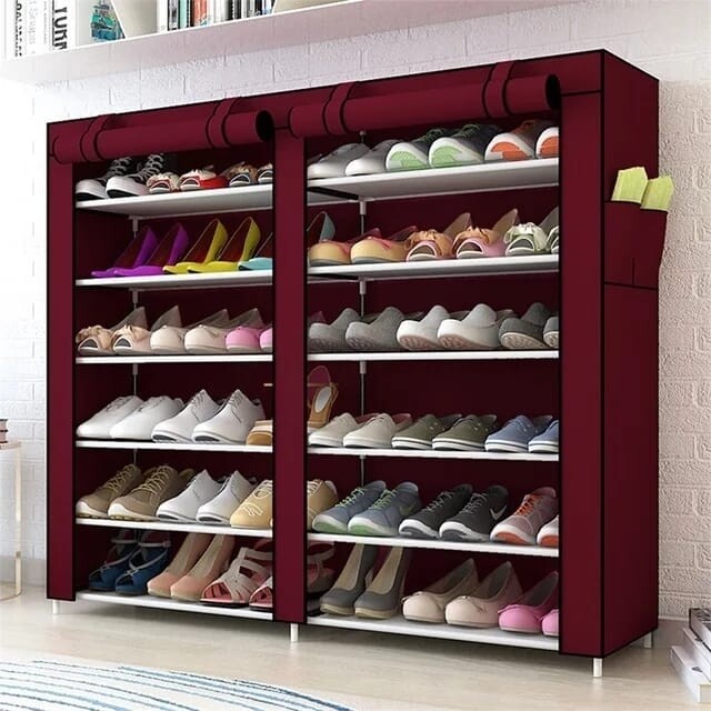 Double Shoe rack with woven cover 6 layers #T-Z71Z