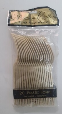 Amscan plastic party forks 20pcs in plastic bag GOLD