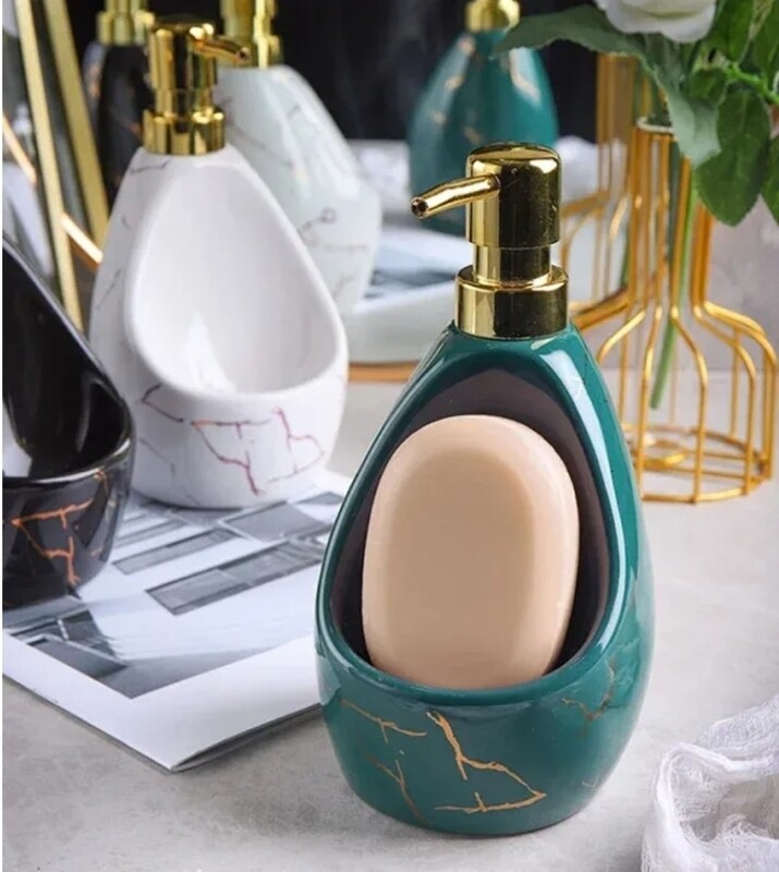 Liquid Hand Soap Dispenser for Bathroom Creative Household Soap Dispenser Ceramic Hand Sanitizer Bottles, Shampoo and Shower Gel Sub-Bottled Black