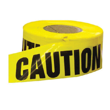 Reflective Caution Tape - Yellow, 7.5cm x 100m x 0.1mm, PE Material, Non-Adhesive