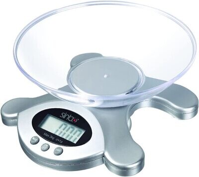 Sinbo SKS4514 Kitchen Scales Capacity: 3000 g 105,80 OZ increments D g, D 0,05 Ounces, Power 1 x CR2032 Battery with Plastic Insert, 3 kg Capacity