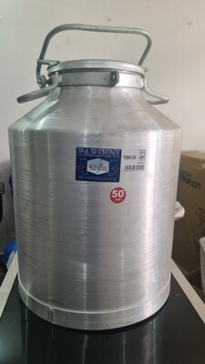 Kaluworks Pardini Aluminium Milk Can - 50 Litres with Steel Collars & Base Ring