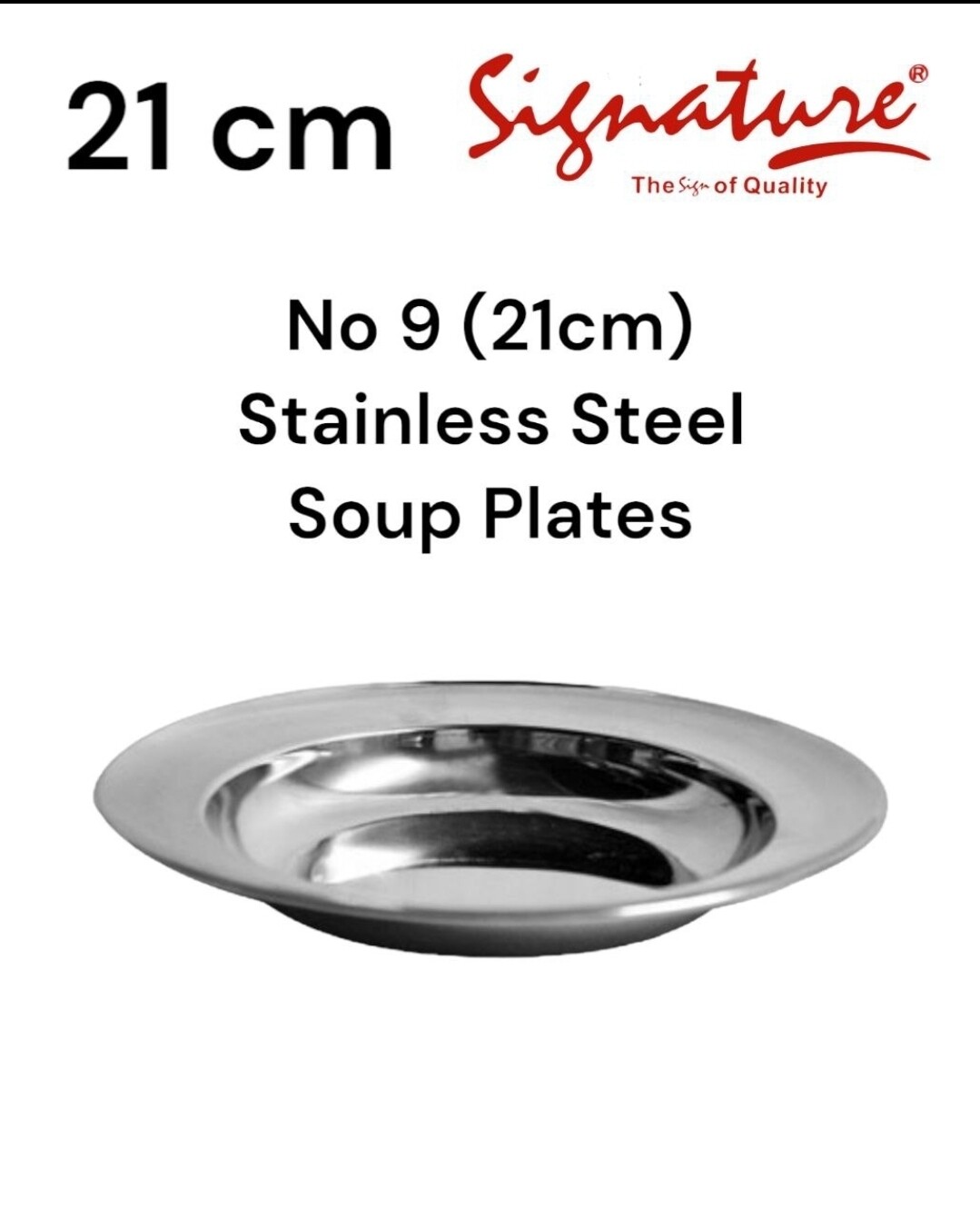 Signature stainless steel soup plate 21cm