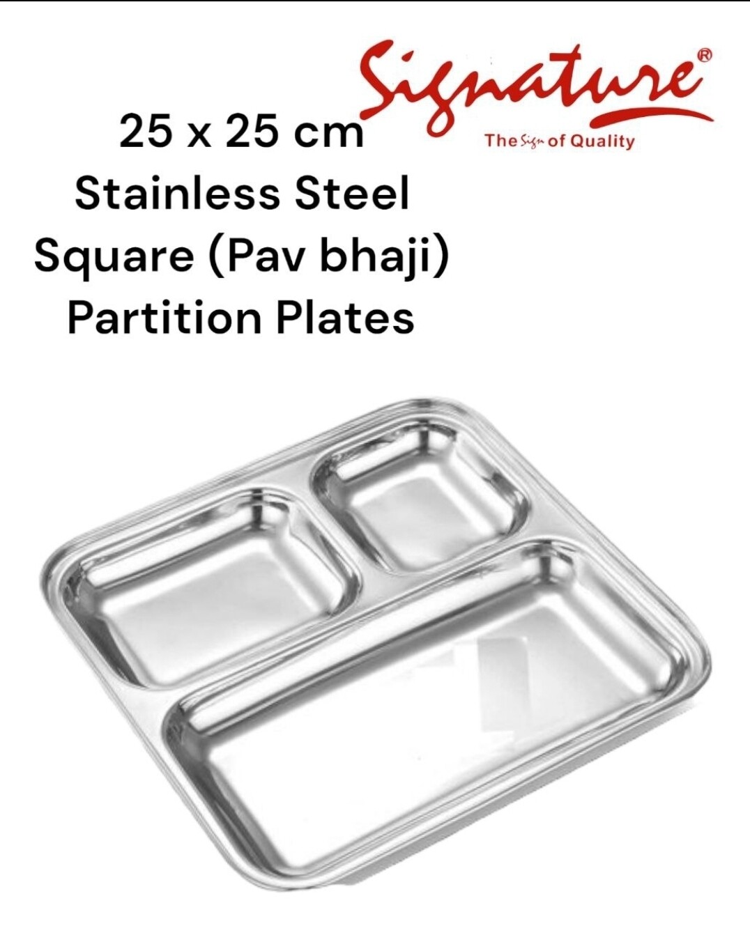 Signature stainless steel partition plate 25x25cm