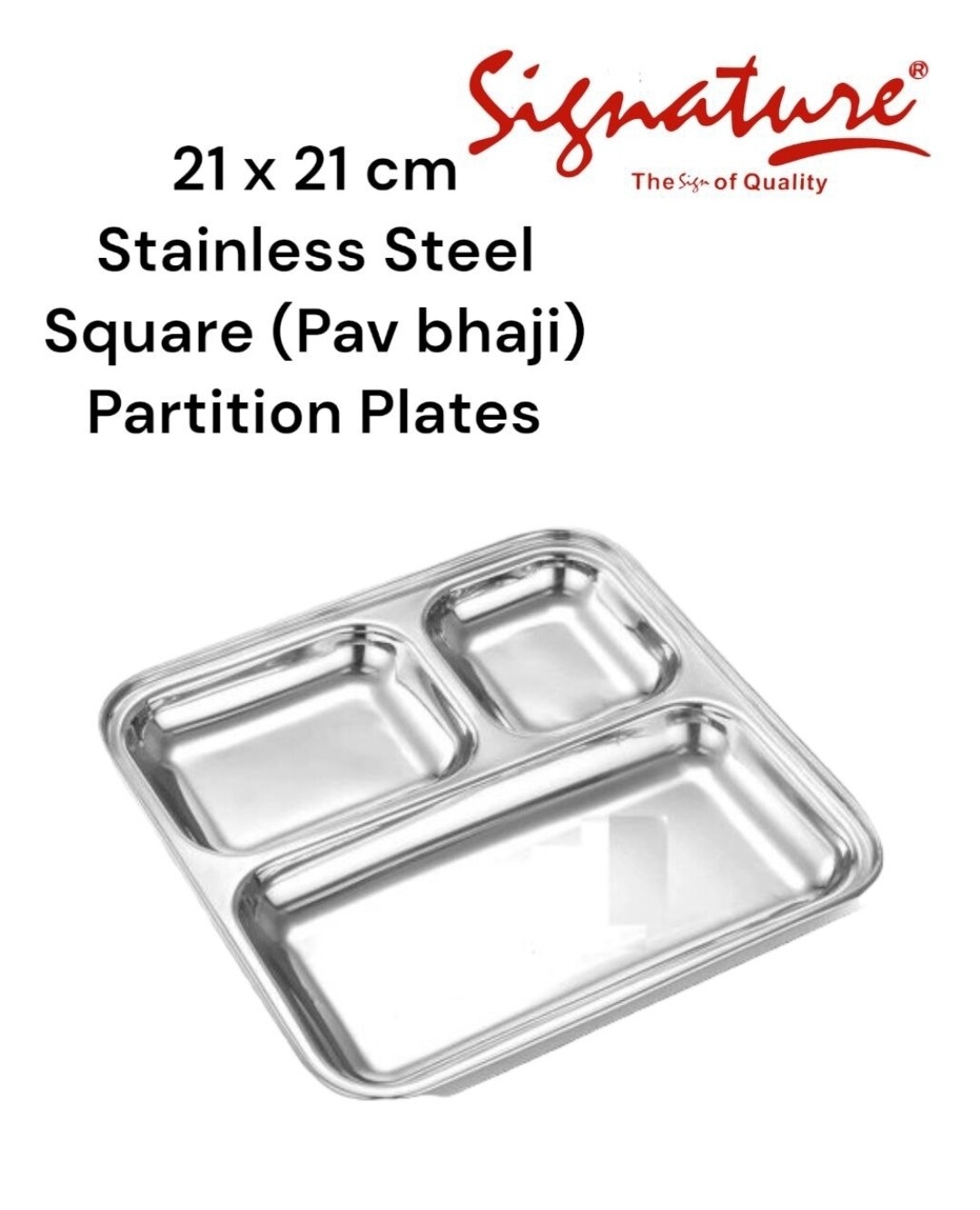 Signature stainless steel partition plate 21x21cm