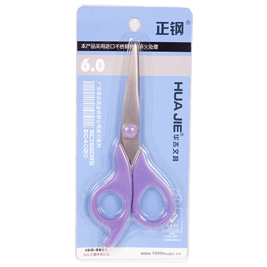 HUAJIE 6.0 INCH SCISSORS, 1 ON CARD, ALSO SUITABLE FOR HAIR CUTTING