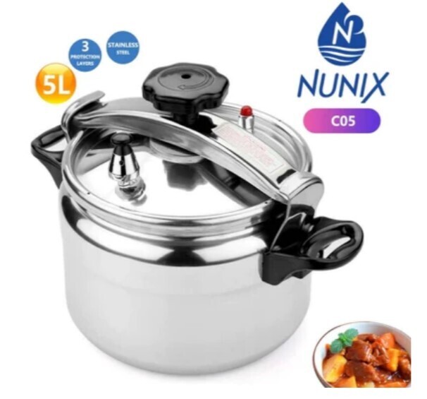 Nunix C05 5Ltrs Pressure Cooker - Explosion-proof Aluminum Pressure Cooker