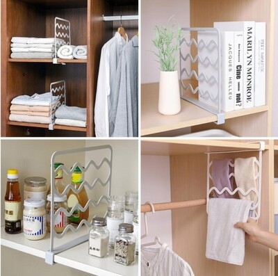 Multipurpose shelf dividers .Suitable for cloth dividers, book shelves, spice shelves. Colors available: Grey and white