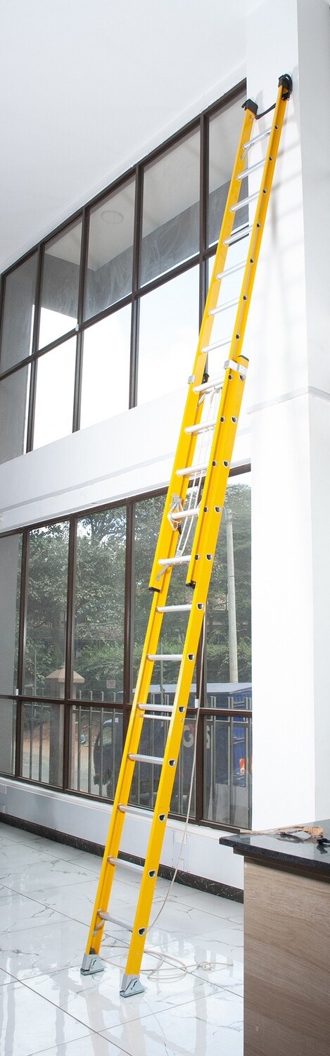 Fiberglass extension ladder with aluminium steps 2X12,3.5X2= 7M Red or Yellow. E-70