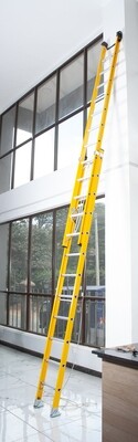 Fiberglass extension ladder with aluminium 10M Red or Yellow. RLFE-100