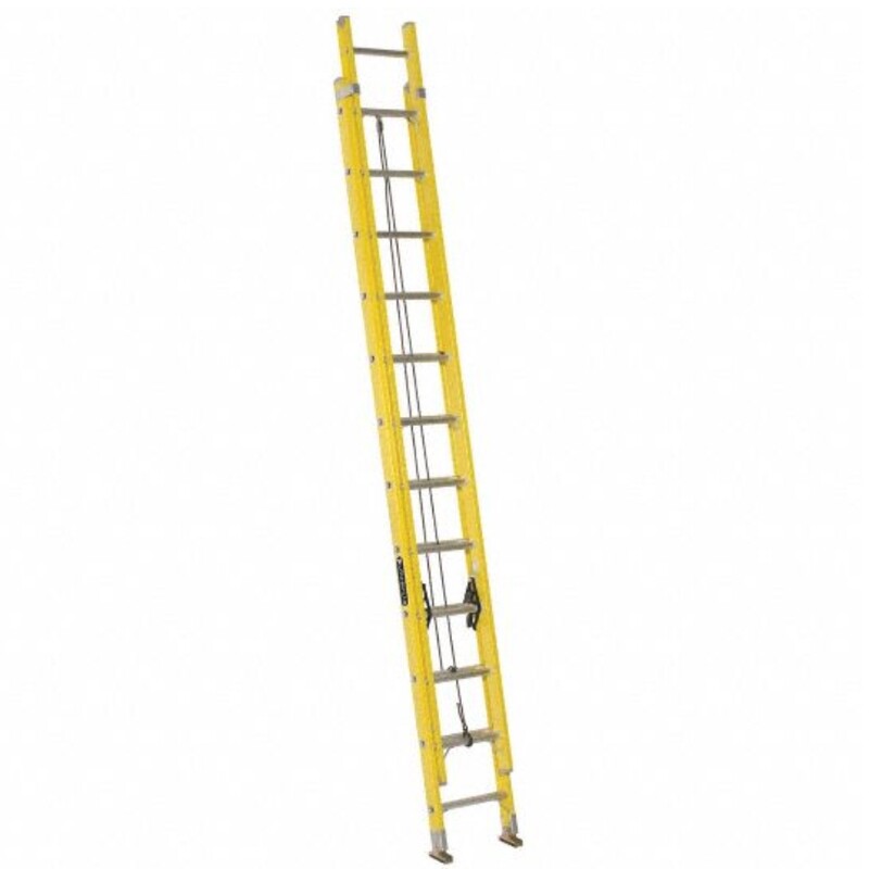 Fiberglass extension ladder with aluminium steps 2X12,3.5X2= 7M Red or Yellow. E-70