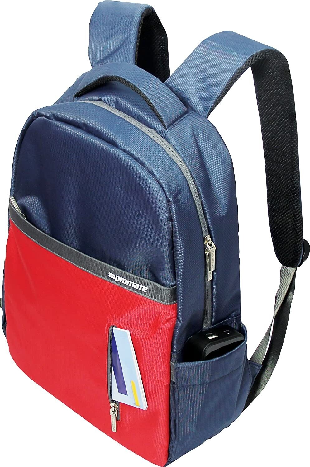 Promate &#39;Dapp-BP&#39; Dual Toned Laptop Backpack for 14&quot; Notebooks - Blue &amp; Red