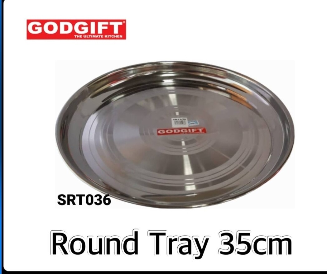 Godgift stainless steel round tray 35cm