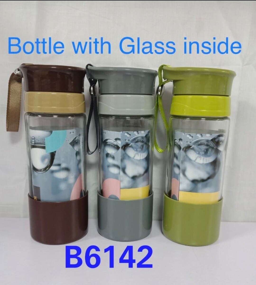 Water bottle with glass inside B6142