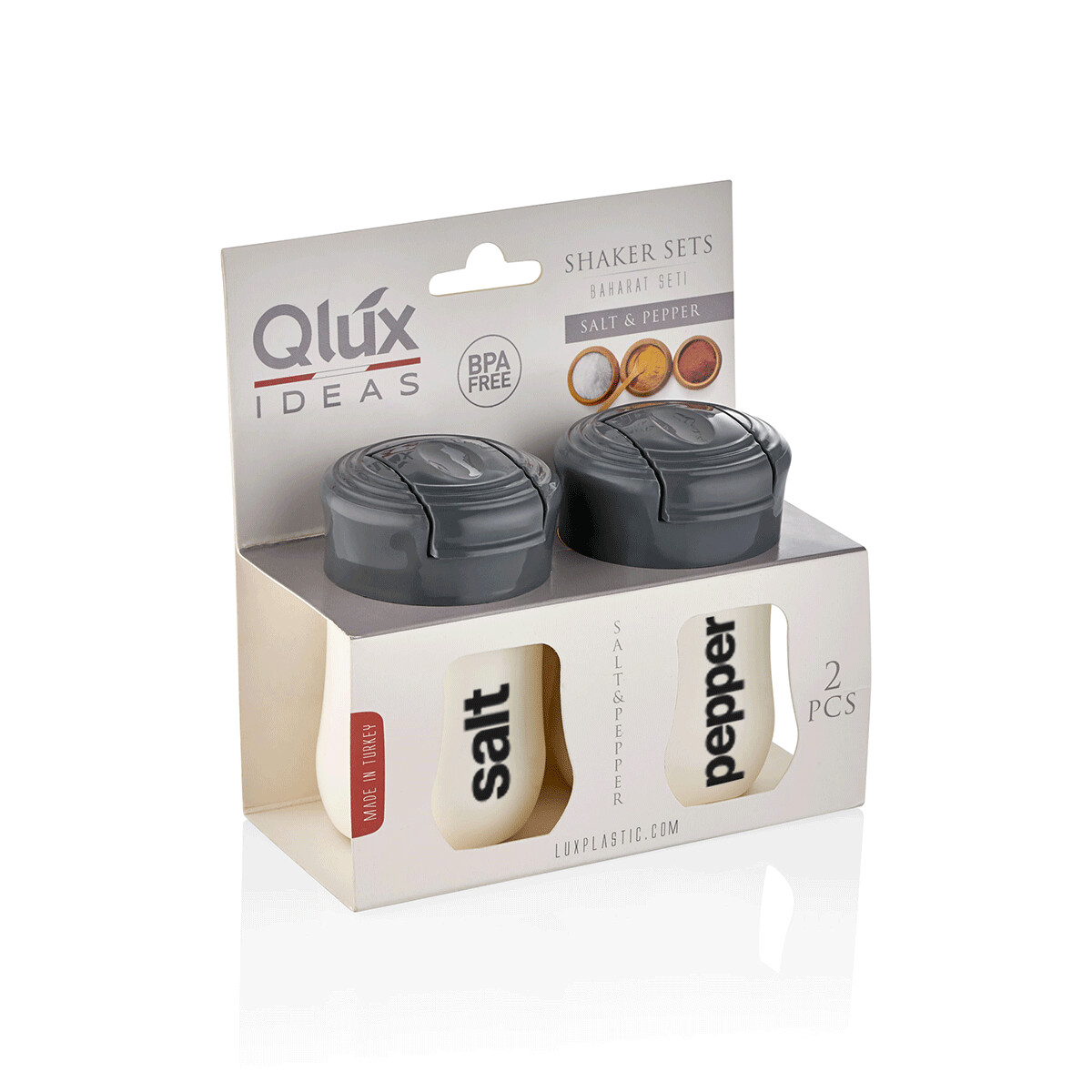 Qlux Salt/Spice Shaker 2pc 100g Set - Glass Elegance with Plastic Lid