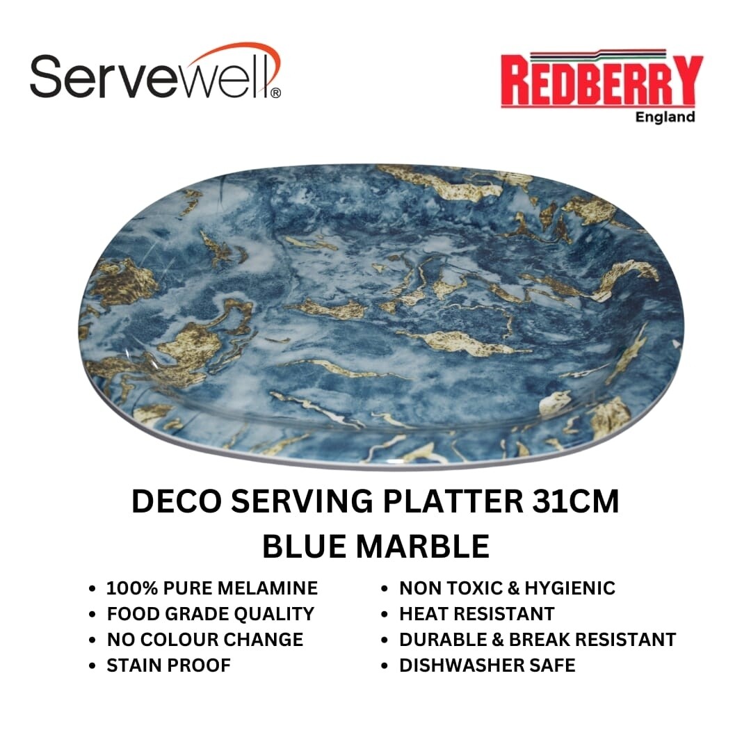 Servewell Deco serving platter 31cm blue marble design