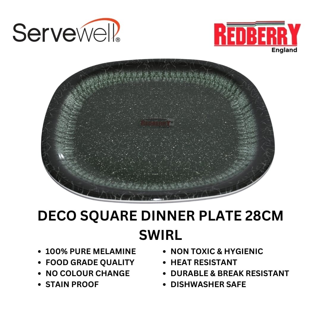 Servewell melanine decor square dinner plate 28cm