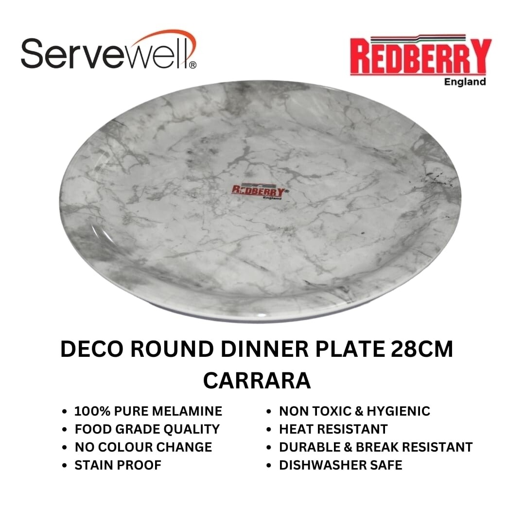 Servewell melamine decor round dinner plate. Carrara design