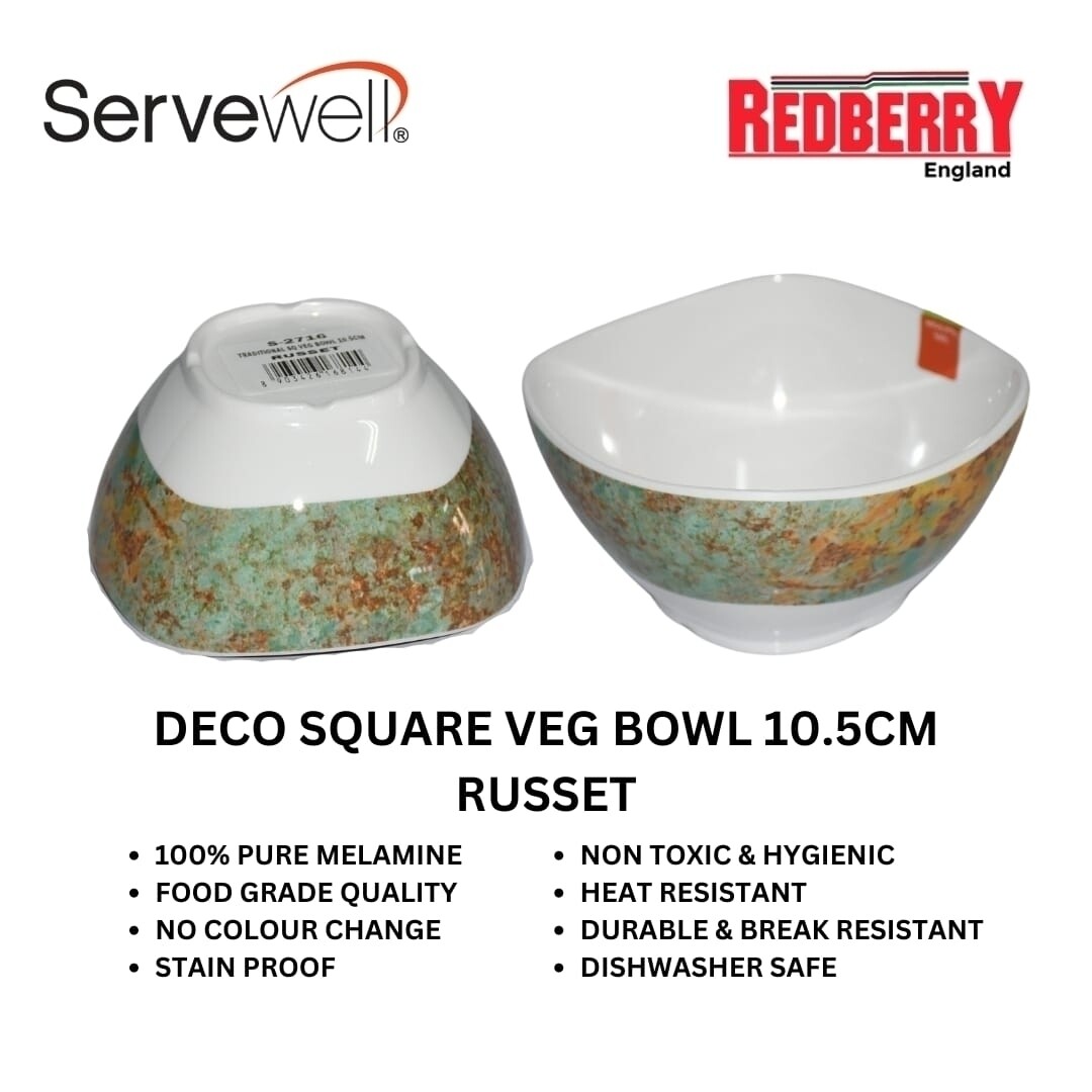 Servewell melamine deco square serving bowl 10.5cm 6pcs set. russet design