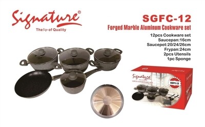 Signature SGFC-12 12 pieces forged marble aluminium cookware set