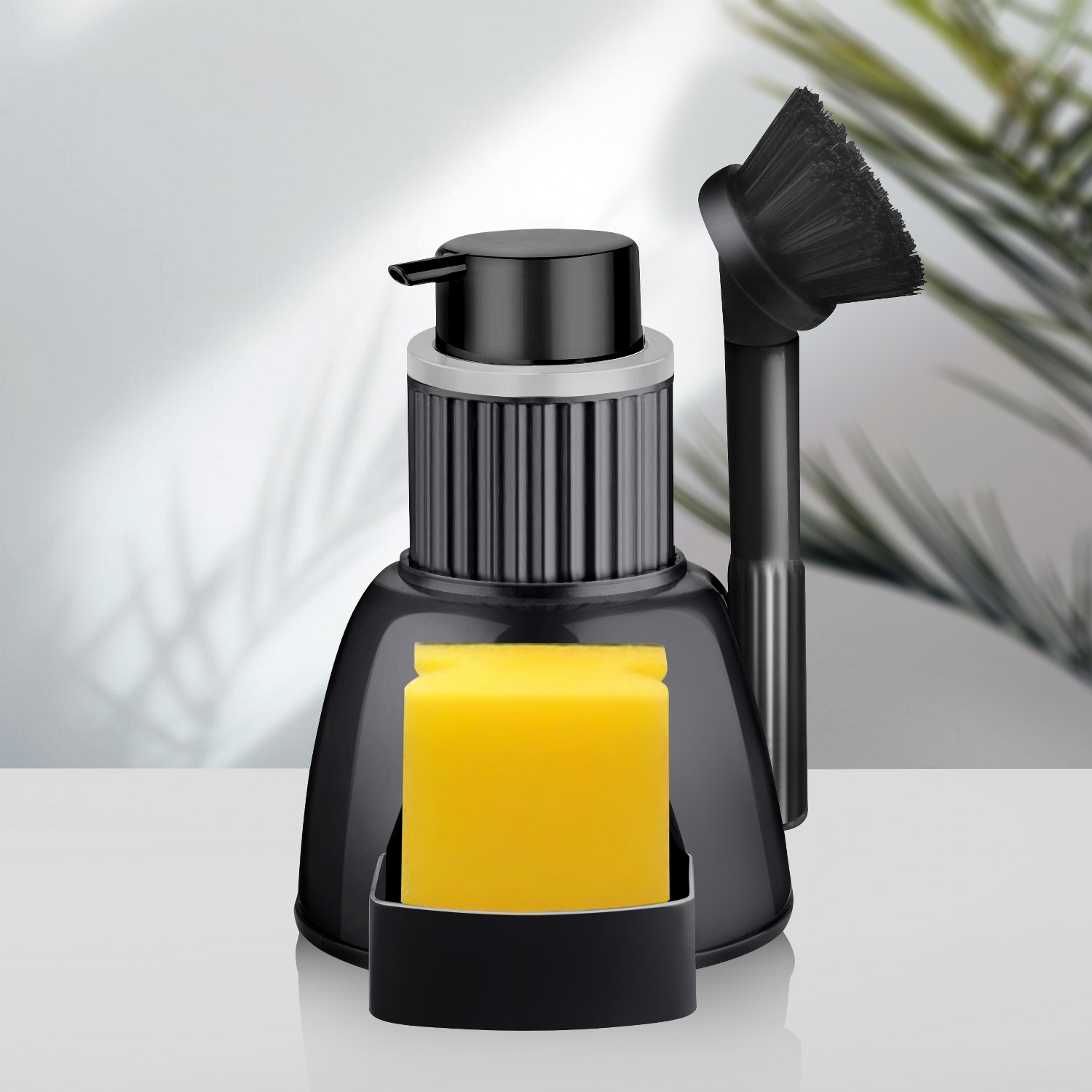 Kitchen Soap Dispenser pump with brush and dish sponge 3 pc cleaning set Multipurpose soap Dispenser Eminem  3358