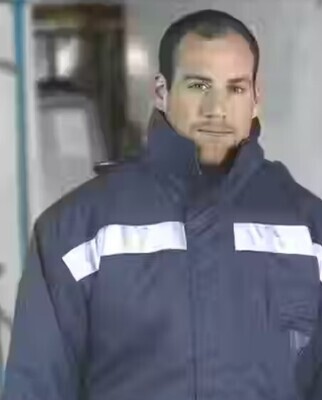 Cold room jacket with reflective tape and ID pocket with heavy duty 2 way zipper CS10NARL