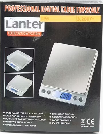 Digital Weighing Scale 2,000G in 0.1G Steps - Auto Off After 60 Sec. Non-Use (Model TP6)