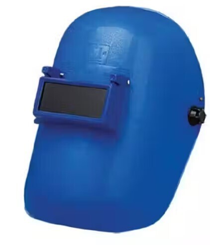 Welding mask blue plastic shield with handle and tinted window 3017