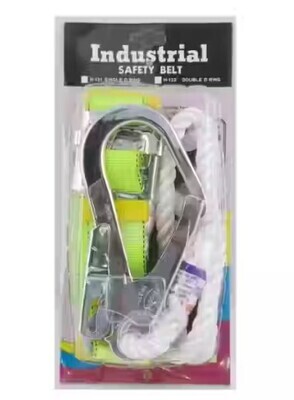 Industrial safety belt with big hook packed on a blister card with 2 sets of adjusting H-32