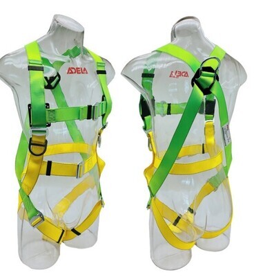 Adela safety harness parachute type in fluorescent green with W/2 D RINGS H-45012D