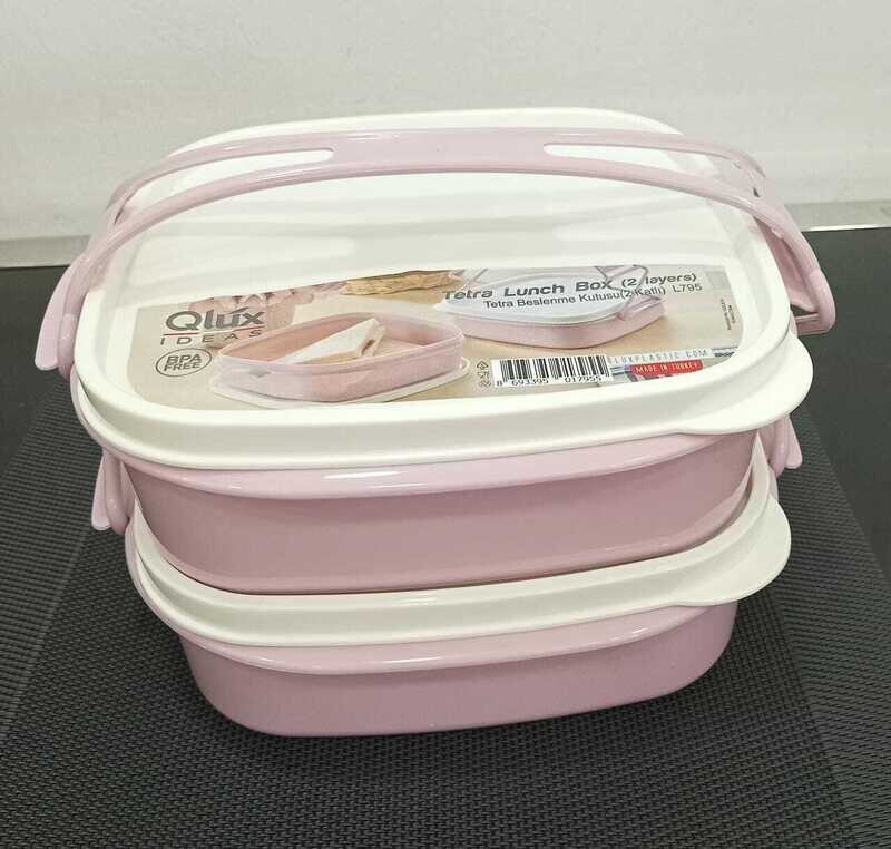 Plastic Lunch box 2pc tetra Qlux lunch box L-00795