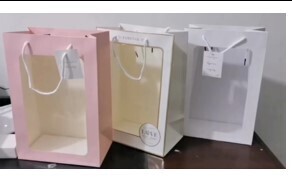 Paper Gift bag Handbag With Clear Window To Show Contents, Price Per 10Pcs, 25X15X35Cm FP-009-25X15